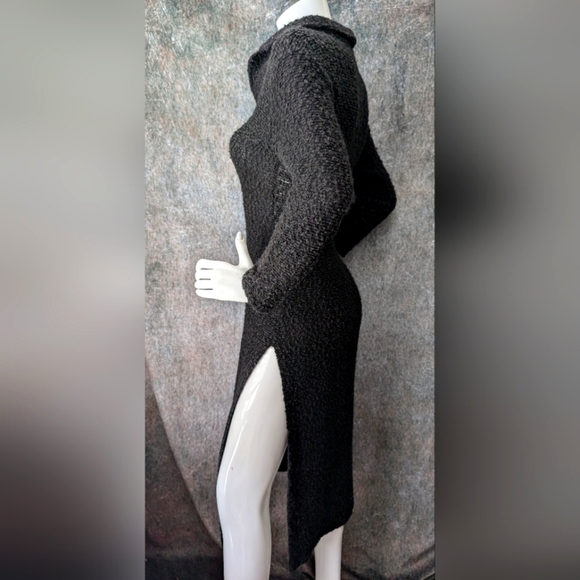 Y2K 2000s Textured Longline Wool-Blend Cardigan - Picture 2 of 5